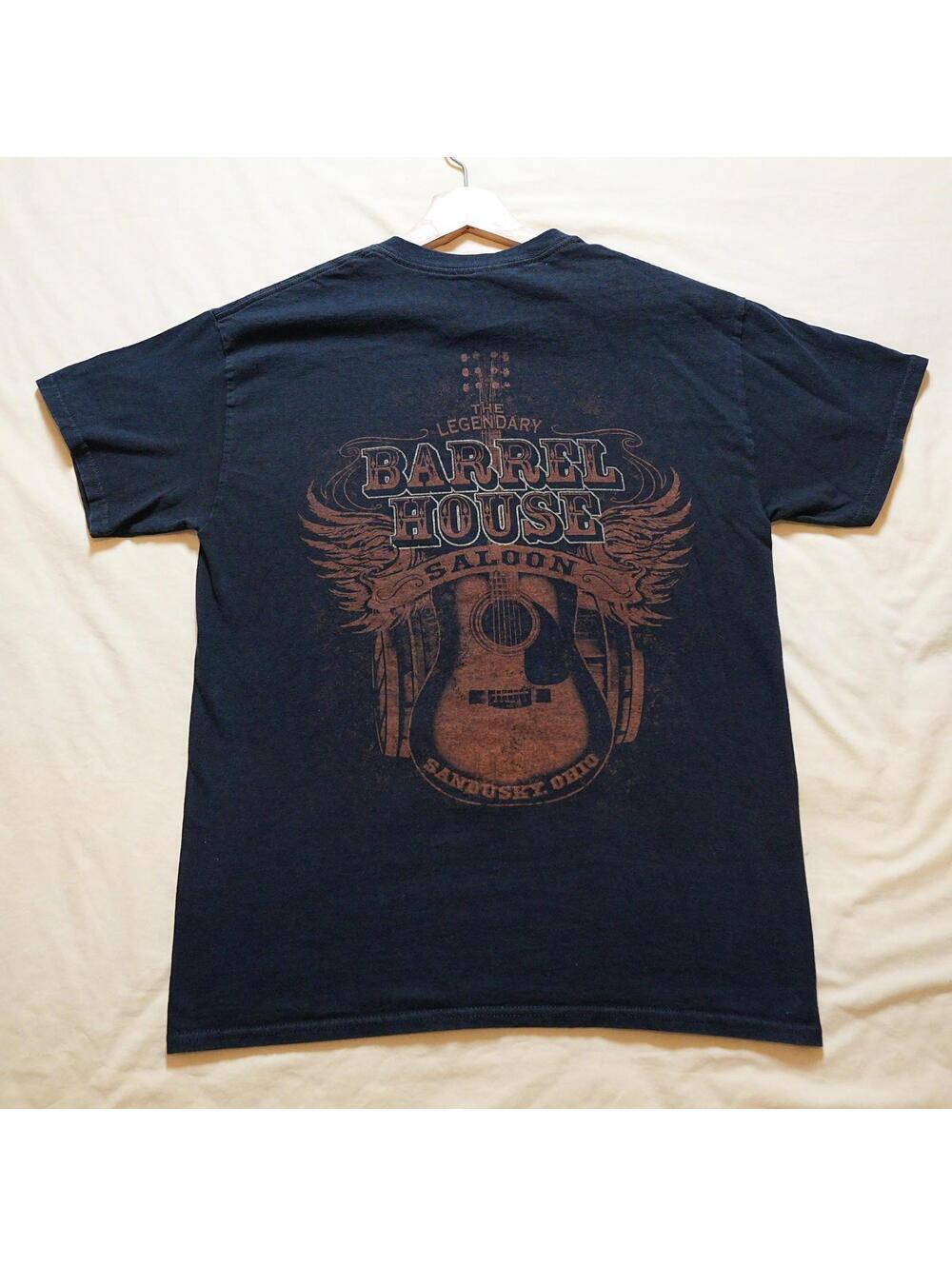 Vintage Barrel House Saloon Graphic T-Shirt Gildan Black Men Size M Guitar Music